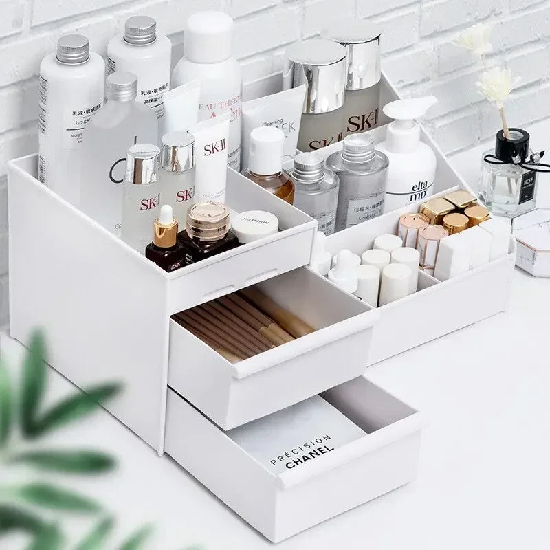 1pc White New Drawer Makeup Storage Box Dormitory Finishing Plastic