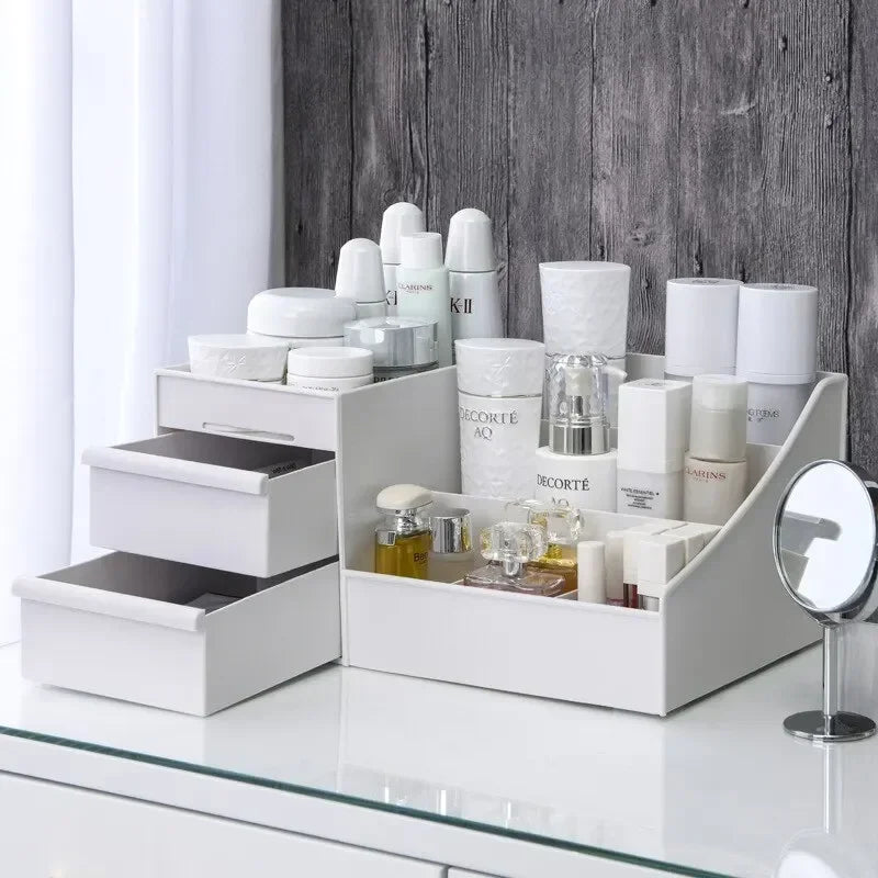 1pc White New Drawer Makeup Storage Box Dormitory Finishing Plastic